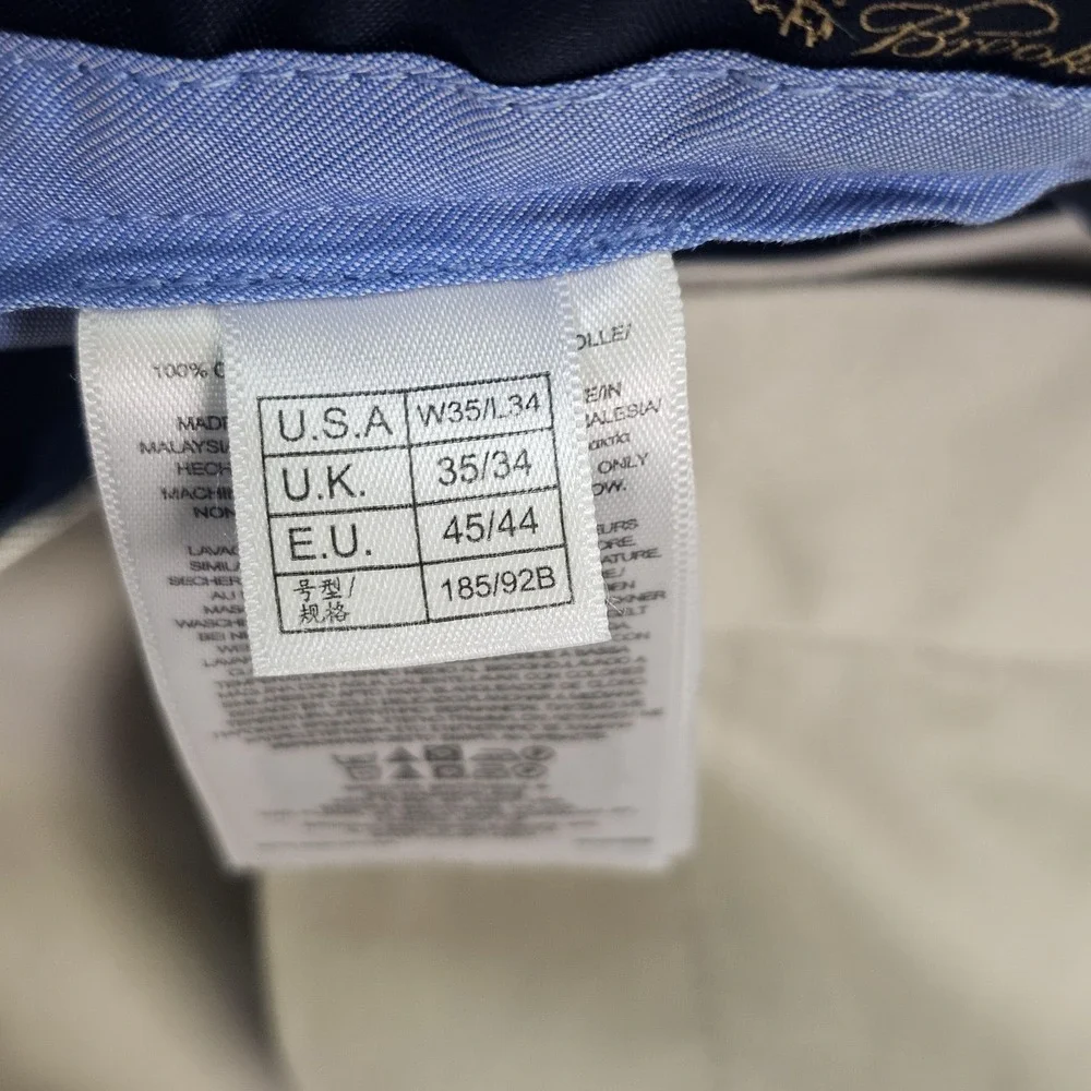 Brooks Brothers Clark Fit Advantage Chino Pants Mens 35x34 Beige Lightweight